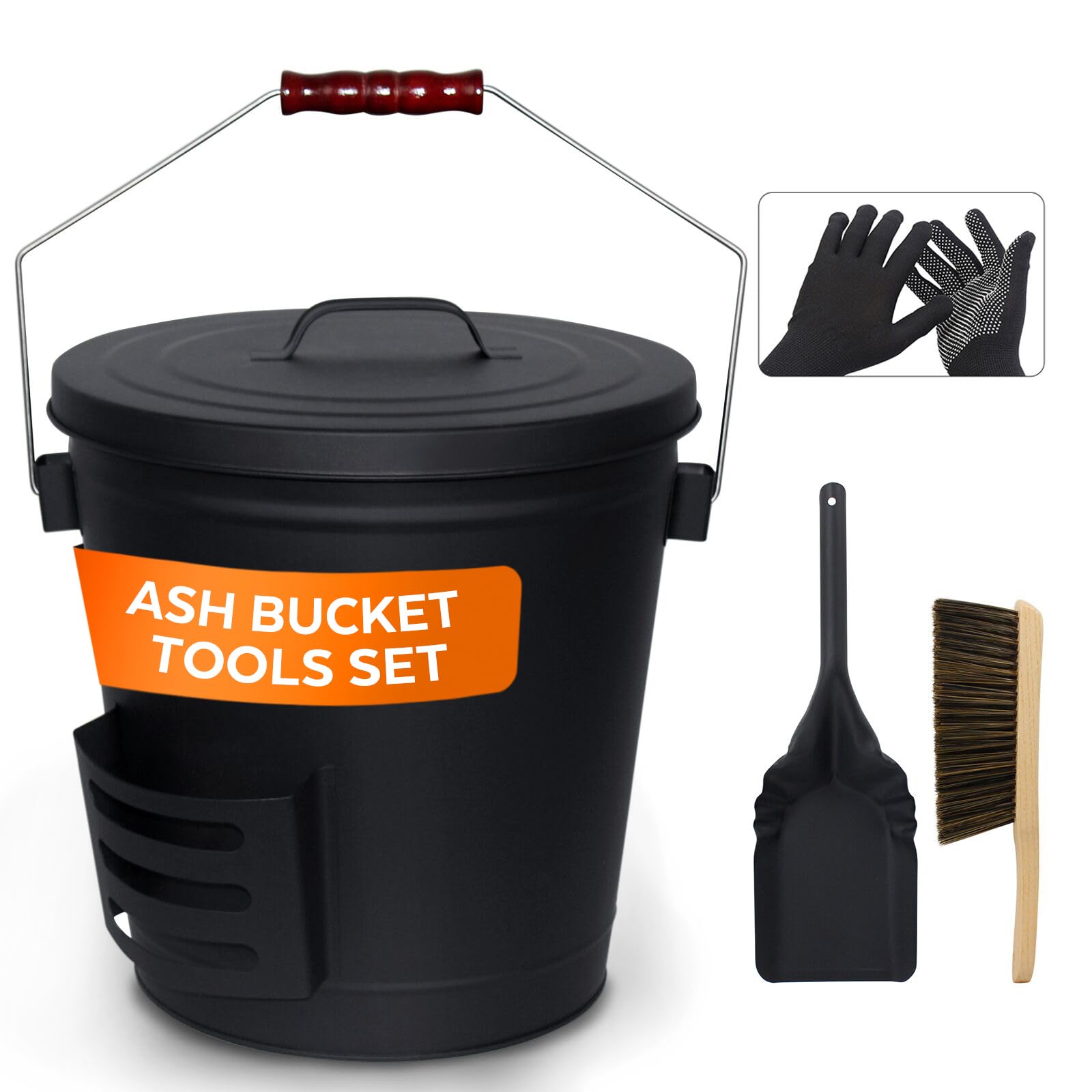 KEFIY 5.3 Gallon Ash Bucket with Lid and Shovel