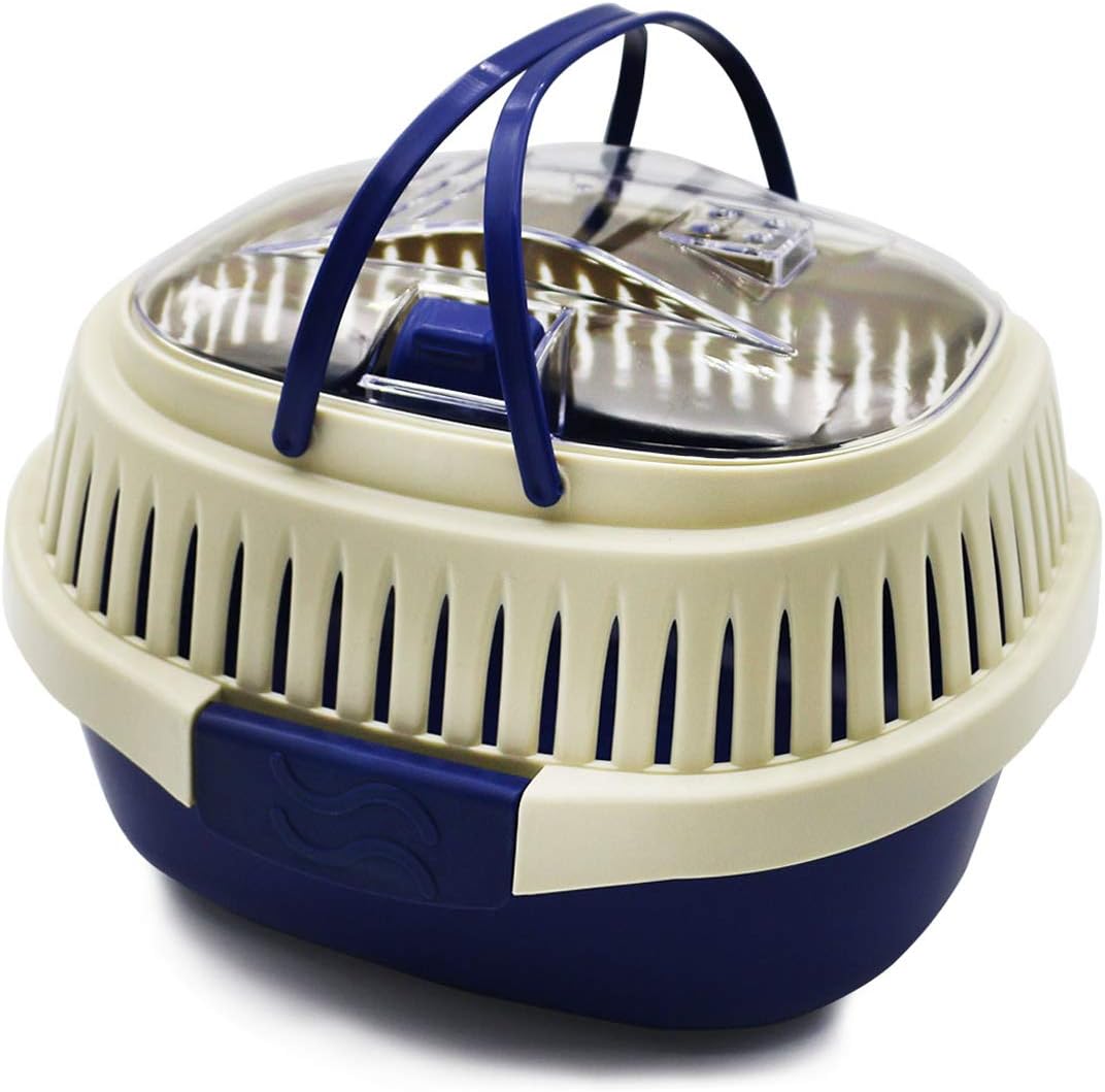 Blue Travel Small Animals Hamster Hedgehog Guinea Pig Cage Carrier for Hamsters Hedgehogs Ferret Bird Parrot Guinea Pig Travel Carrier Cage with Handle Breathable Small Animal Guinea Pig Cage Carrier