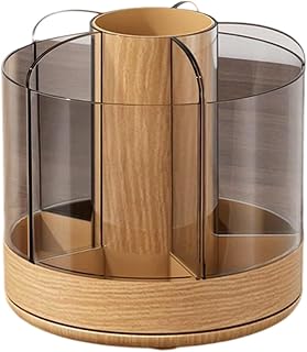 Makeup Organizer Vanity Brush Holder - 360° Rotating Acrylic Storage | High-Transparency 14x13.8cm Organizer for Brushes Lipstick Nail Gel Perfume Combs Desk Countertop