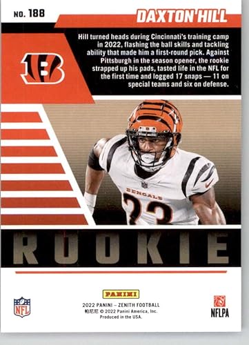 Miniatura 2 de 2022 Panini Zenith Retail #188 Daxton Hill Cincinnati Bengals NFL Football Card (RC - Rookie Card) NM-MT