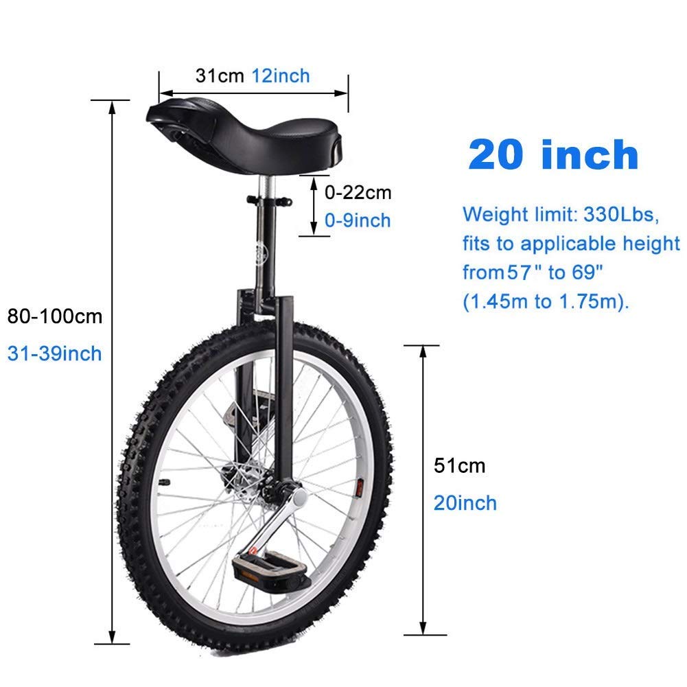 Amazon.co.jp: 子供用16/18インチ一輪車、赤、大人用20インチ一輪車
