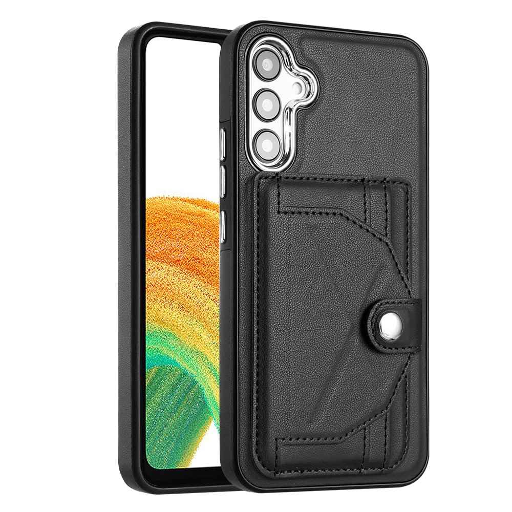 ReevermapSamsung Galaxy A55 5G Case with Card Holder Shockproof Wallet Phone Case for Samsung Galaxy A55 5G, Protective Slim PU Leather Kickstand Slicone Bumper Case, Black