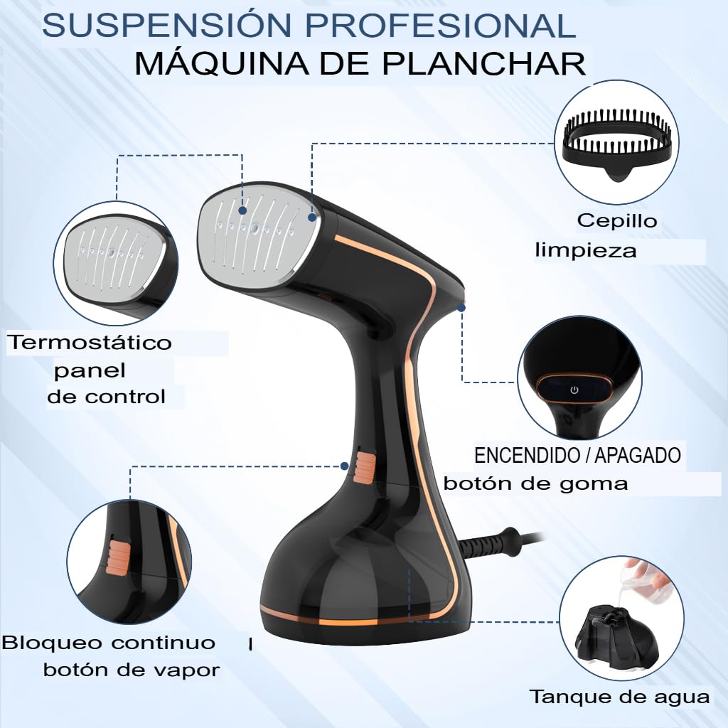 Plancha Vertical Vapor 1800W, Portátil y de Mano 2 en 1 con Pantalla LCD, Depósito 320ml, Antigoteo, Calentamiento Rápido – Steamer para Ropa Viaje y Hogar