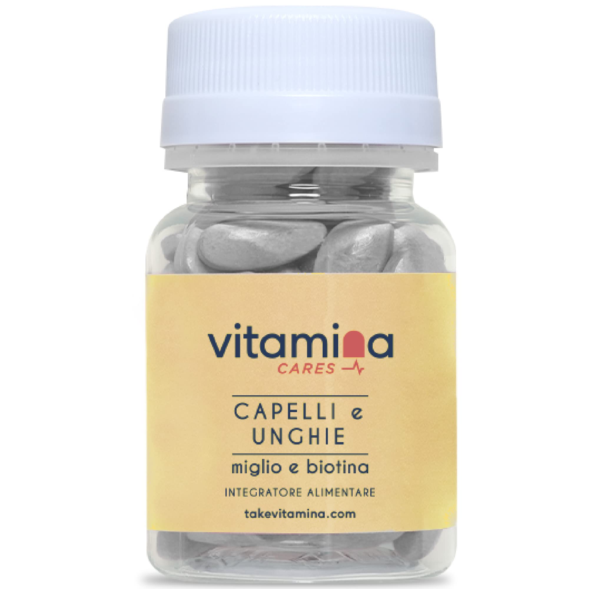 Capelli e Unghie | con Miglio e Biotina | + Vitamina B8 | Rinforza Capelli e Unghie | Portapillole Omaggio | 60 cpr da 850mg | NO Glutine e Lattosio | Made in Italy | Vitamina®