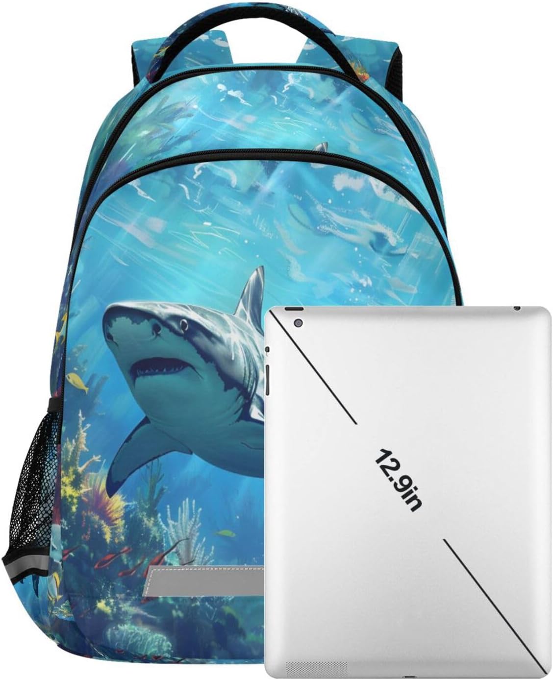 ALAZA Shark Ocean Kids School Backpack for Girls & Boys, Kids Laptop Bookbag with Reflective Strip 17in