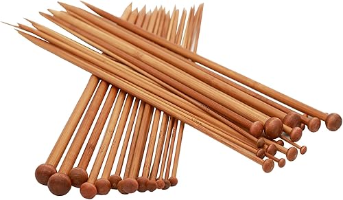 Miniatura 3 de Juego de agujas de tejer de bambú de una sola punta  18 pares de agujas de tejer rectas de madera para principiantes aguja circular de bambú natural