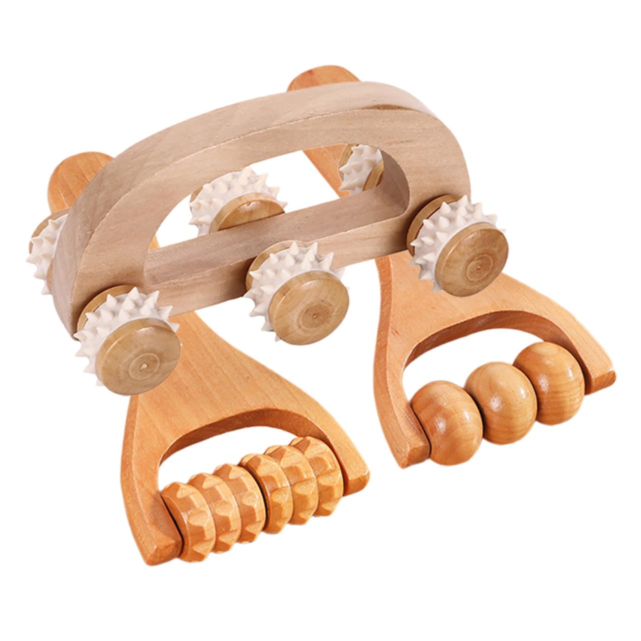 Conjunto De Masajeador Rodillo De Mano Masajeador Para Cuello Beto Masajeador De Pies Masajeadores Faciales Martillo De Masaje De Bambú 3 Piezas X 4