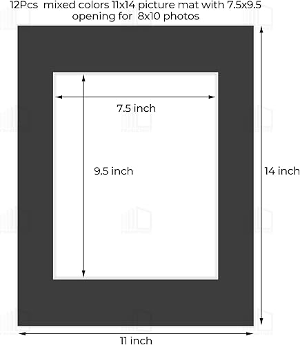 Miniatura 9 de Frametory, Alfombrillas precortadas blancas de 11 x 14 pulgadas para fotos, impresiones y obras de arte de 8 x 10 pulgadas, núcleo blanco, corte