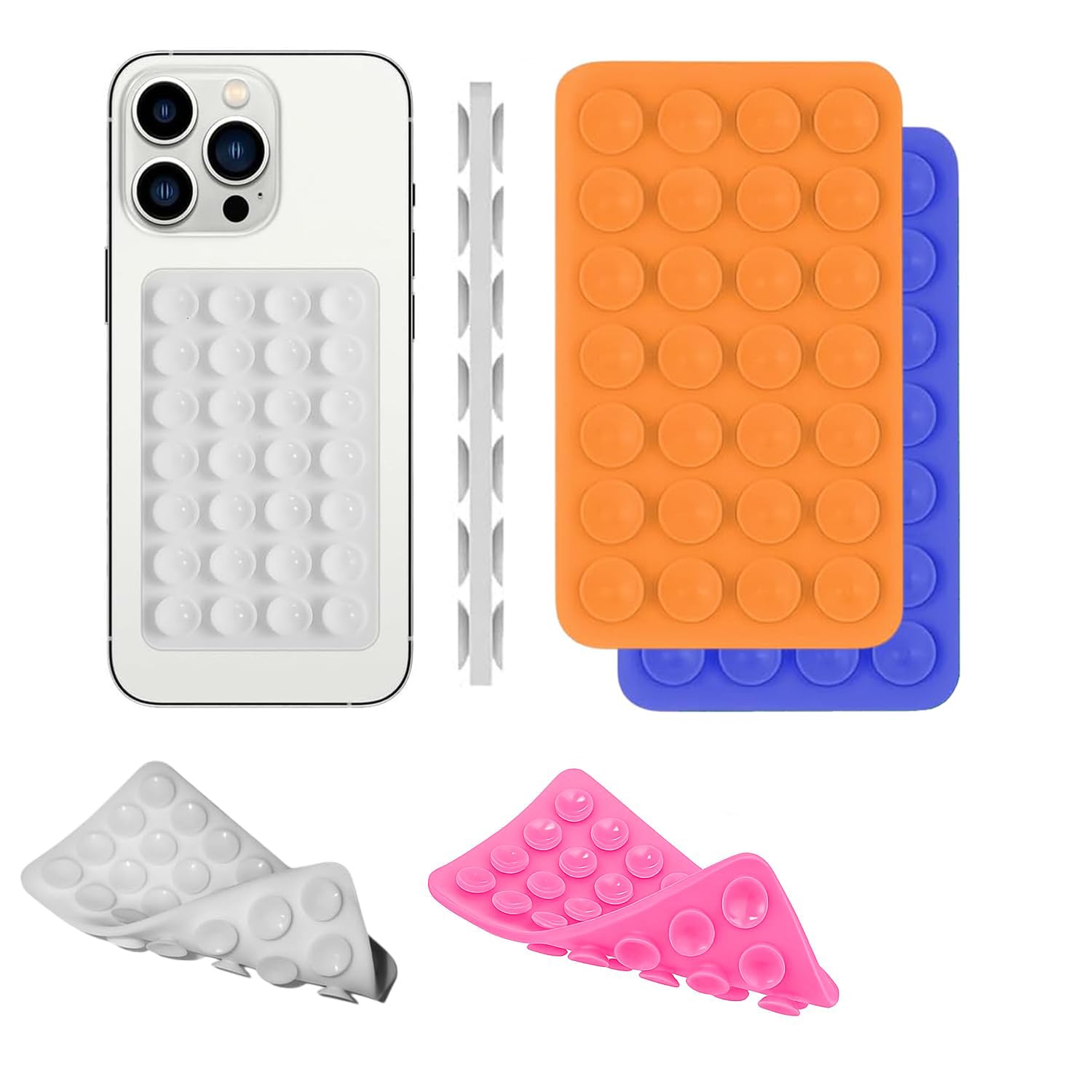 2Pcs Double Sided Phone Suction Mount, Non-Slip Phone Grip, Flexible Mount Holder for Selfies & Videos, Reusable Strong Grip Sticky Pad for Smartphone’s & Accessories (Multicolor)-image-2