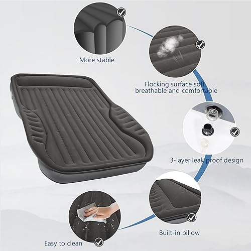 Miniatura 3 de Colchón de aire autoinflable para SUV con bomba eléctrica integrada, colchón de aire para automóvil con almohada para maletero, colchón portátil