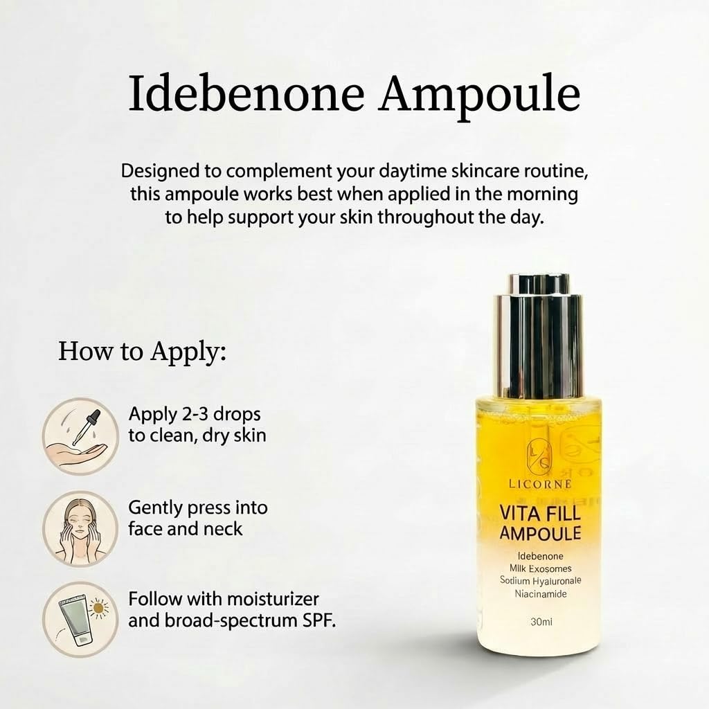 Licorne Vitafill Ampoule (1.01 fl oz) - Idebenone & Milk Exosome Antioxidant Serum for Face - Dark Spot Care & Radiant Glass Skin - Hydrating Niacinamide Essence for Anti-Aging & Uneven Tone - Image 5