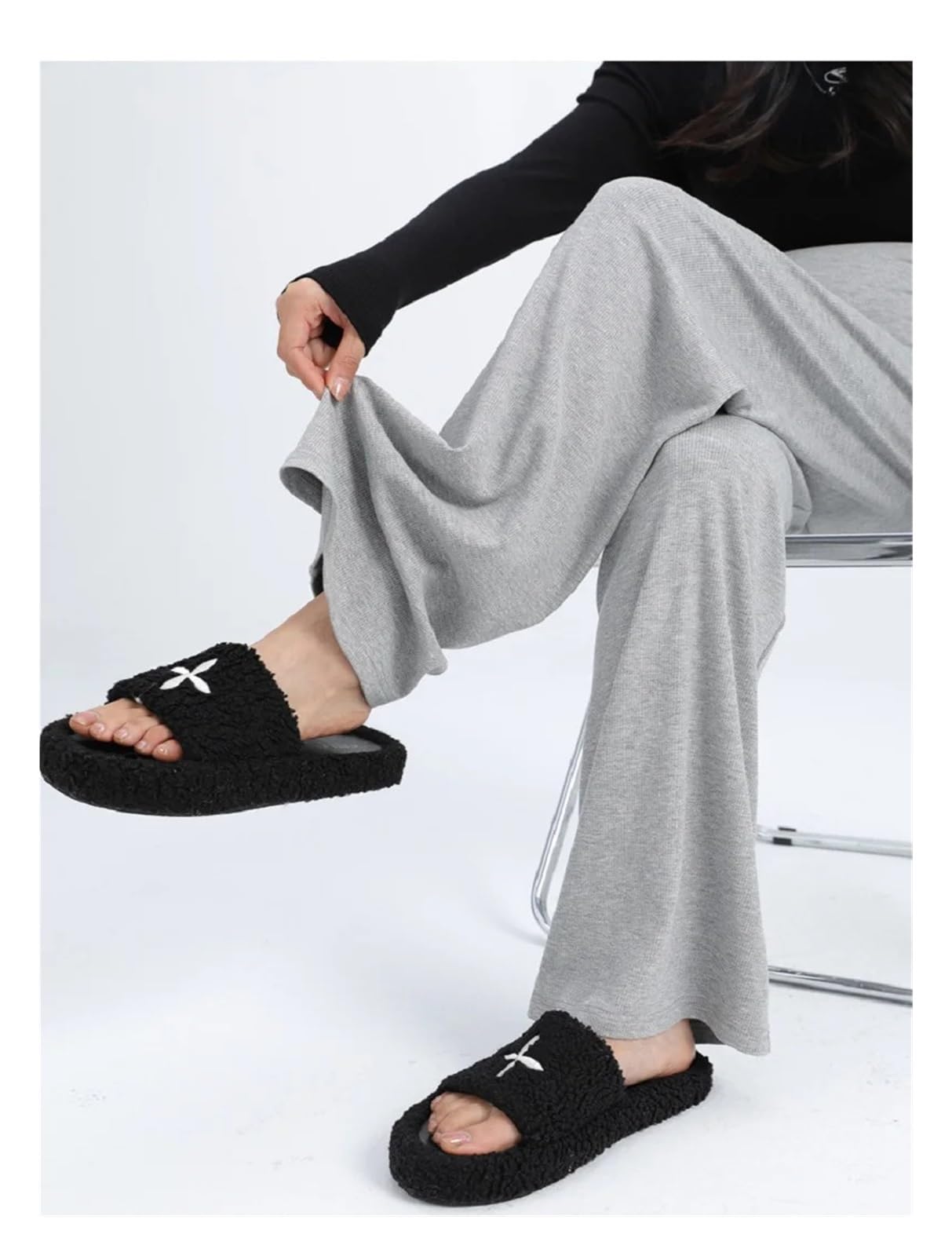 Pantalones de Maternidad de Cintura Alta y Suave, de algodón, for Embarazadas, con Pierna Ancha y elásticos, Ropa de Embarazo(Grey,XL)