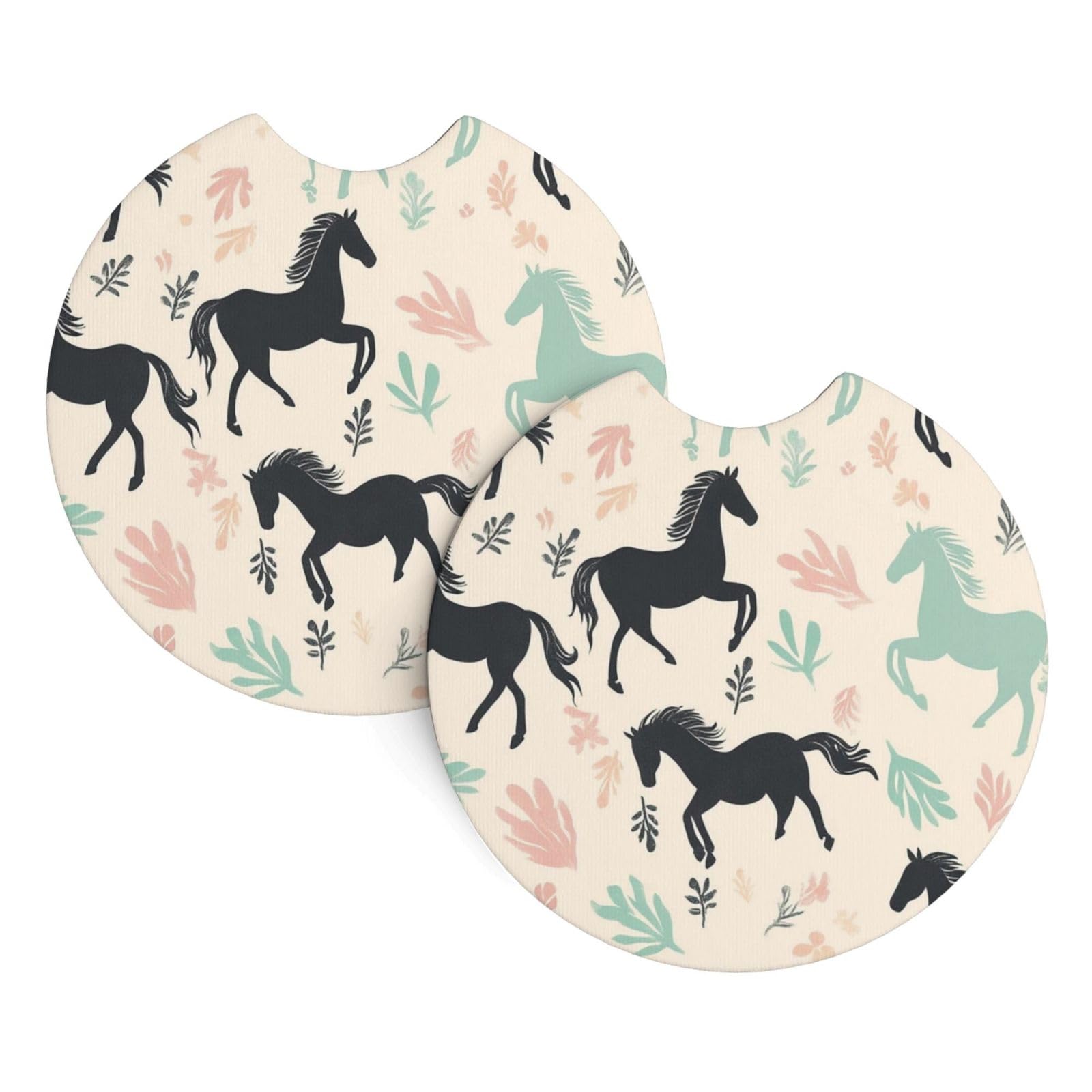 2 Pack Car Cup Holder Coasters 2.7 Inch Universal Anti-Slip Shockproof Car Cup Holder Insert Cute Horse Car Coasters Drink Coasters Cup Holder Coasters for Car Accessories