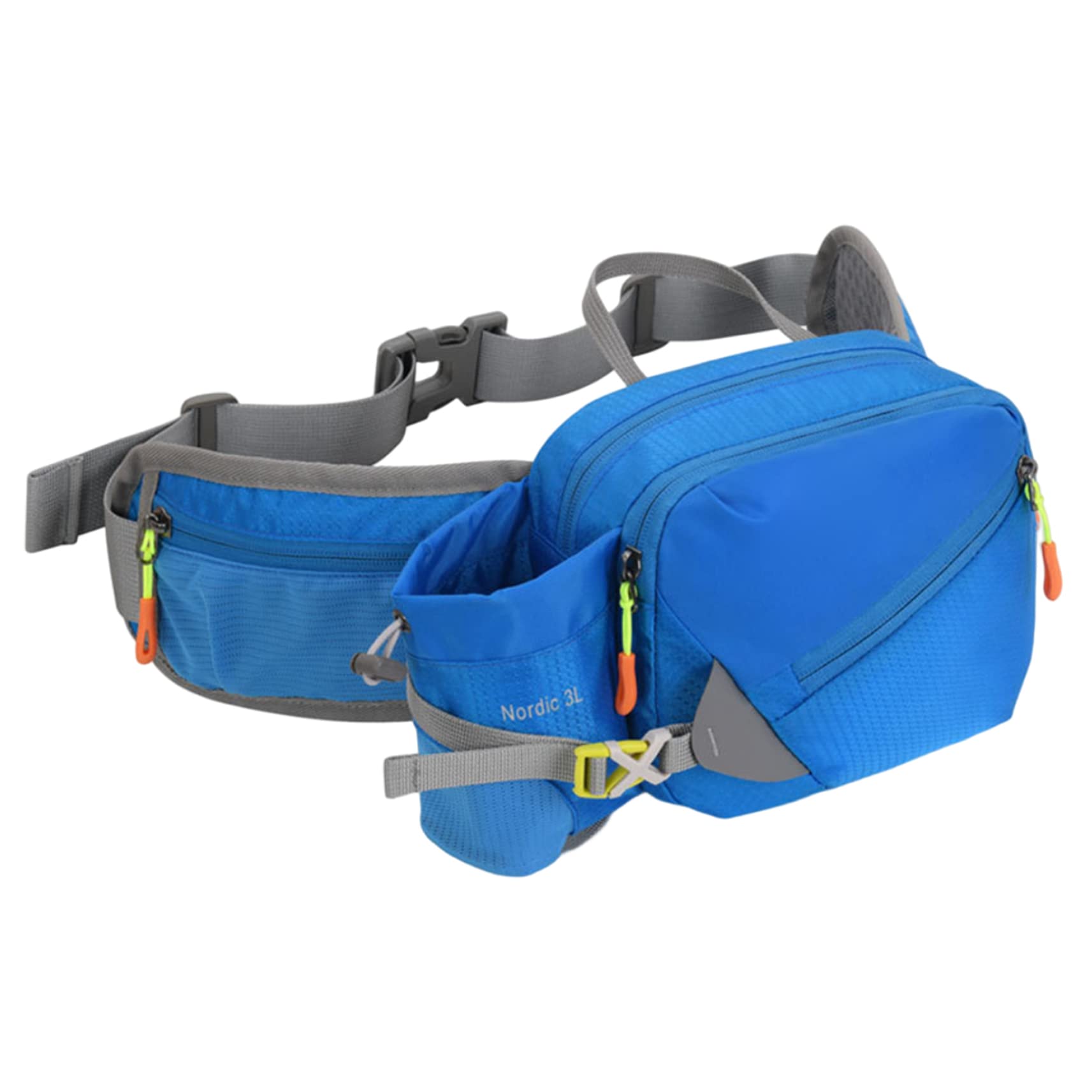 Waist Bag Hiking Bumbag Running Fanny Pack with Bottle Holder Waterproof Waist Packs Adjustable Dog Walking Bag for Men Women Blue