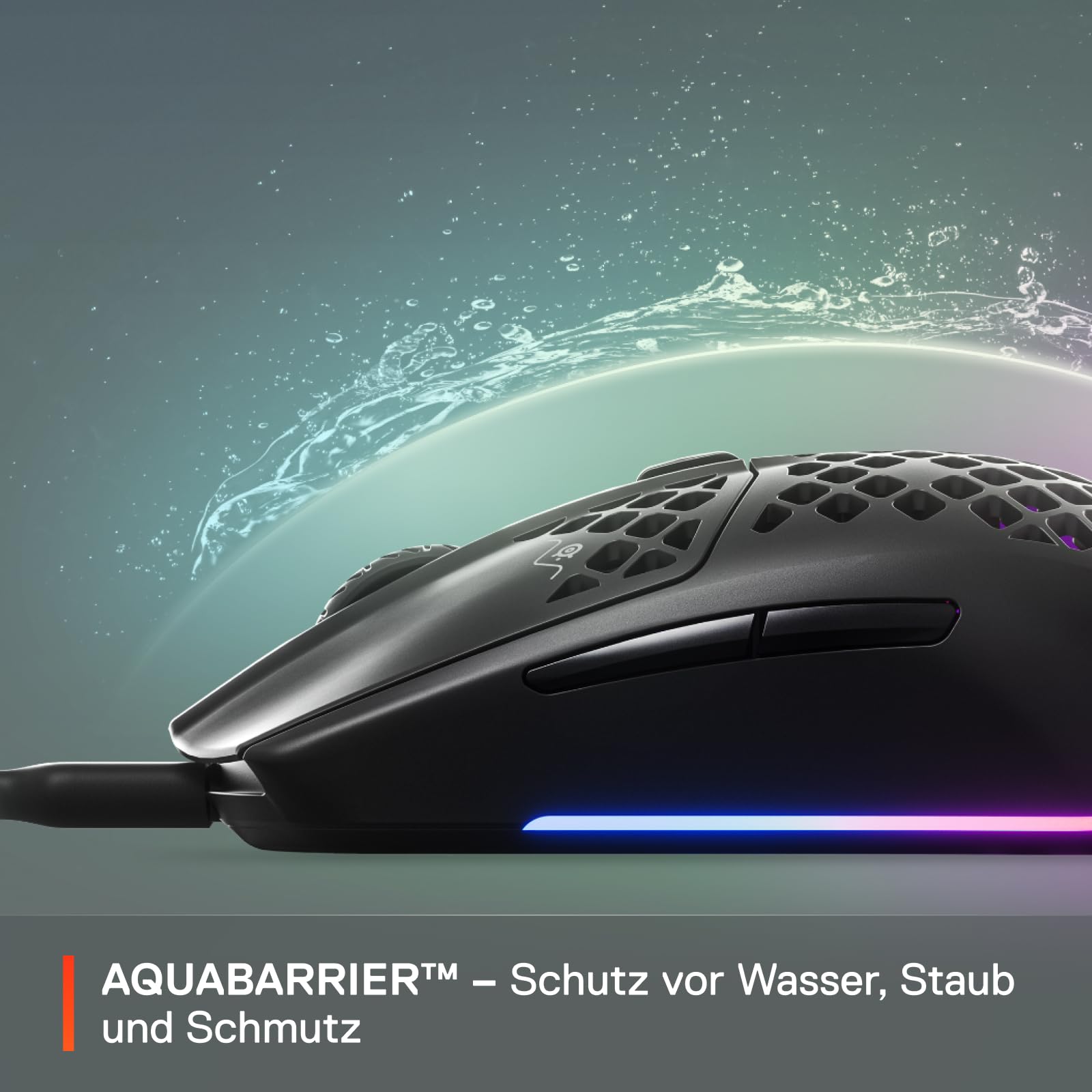 SteelSeries Aerox 3 Superleichte Gaming-Maus Optischer TrueMove Core Sensor 8500 CPI Wasserfest Schwarz