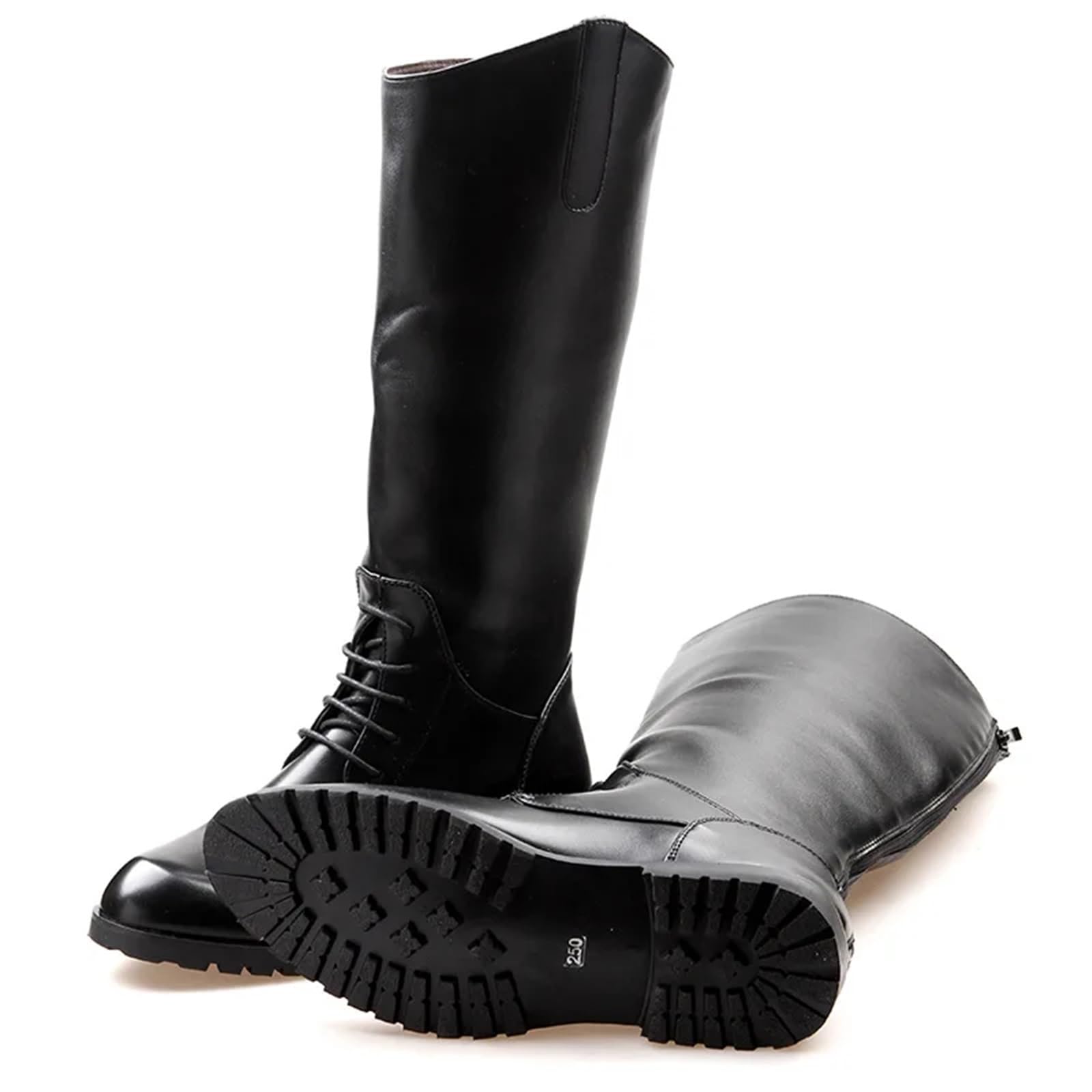 Botas altas informales de cuero con cremallera trasera for hombre, botas vaqueras largas de caballero, botas de montar de cuero, botas de motociclista 37-46