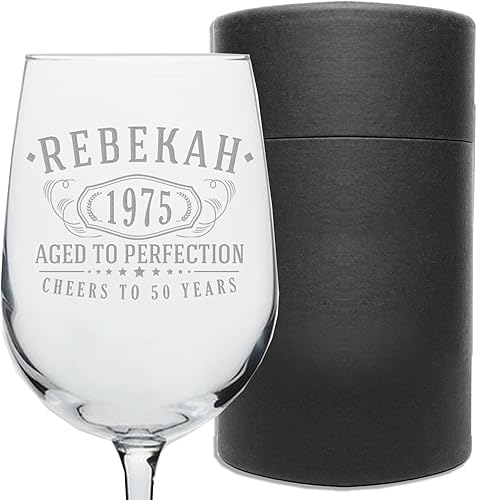 Miniatura 6 de Copa de vino grabada vintage de 16 onzas con tallo de 16 onzas, regalos de feliz cumpleaños 50 para mujeres y hombres, saludos a dar vuelta a la