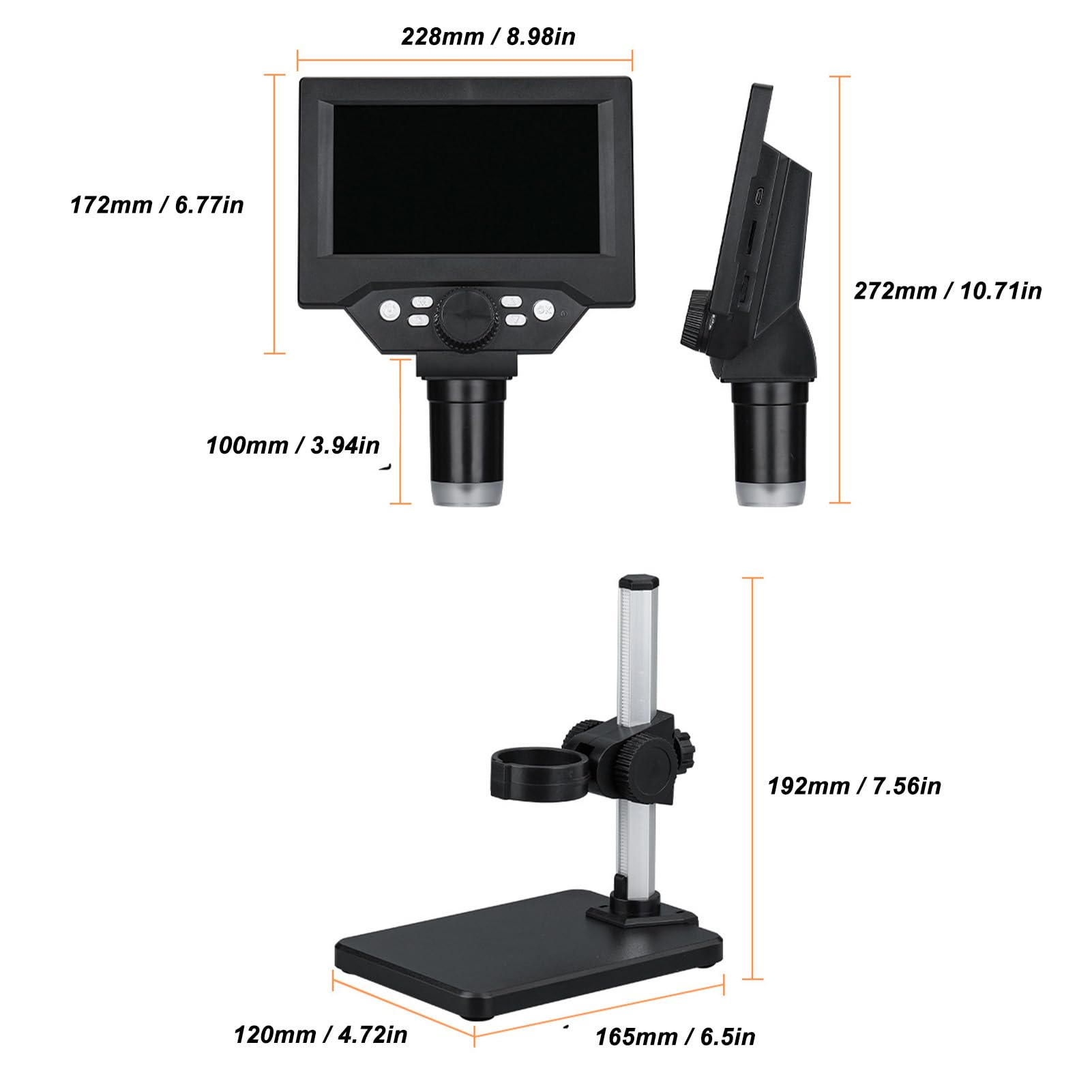 Marhynchus Mikroskop Cyfrowy, Wyświetlacz LCD HD o Przekątnej 5,5 Cala, 10 MP i Powiększenie 1000x Mikroskop USB z Podświetleniem LED, do Kontroli Spawania Naprawczego
