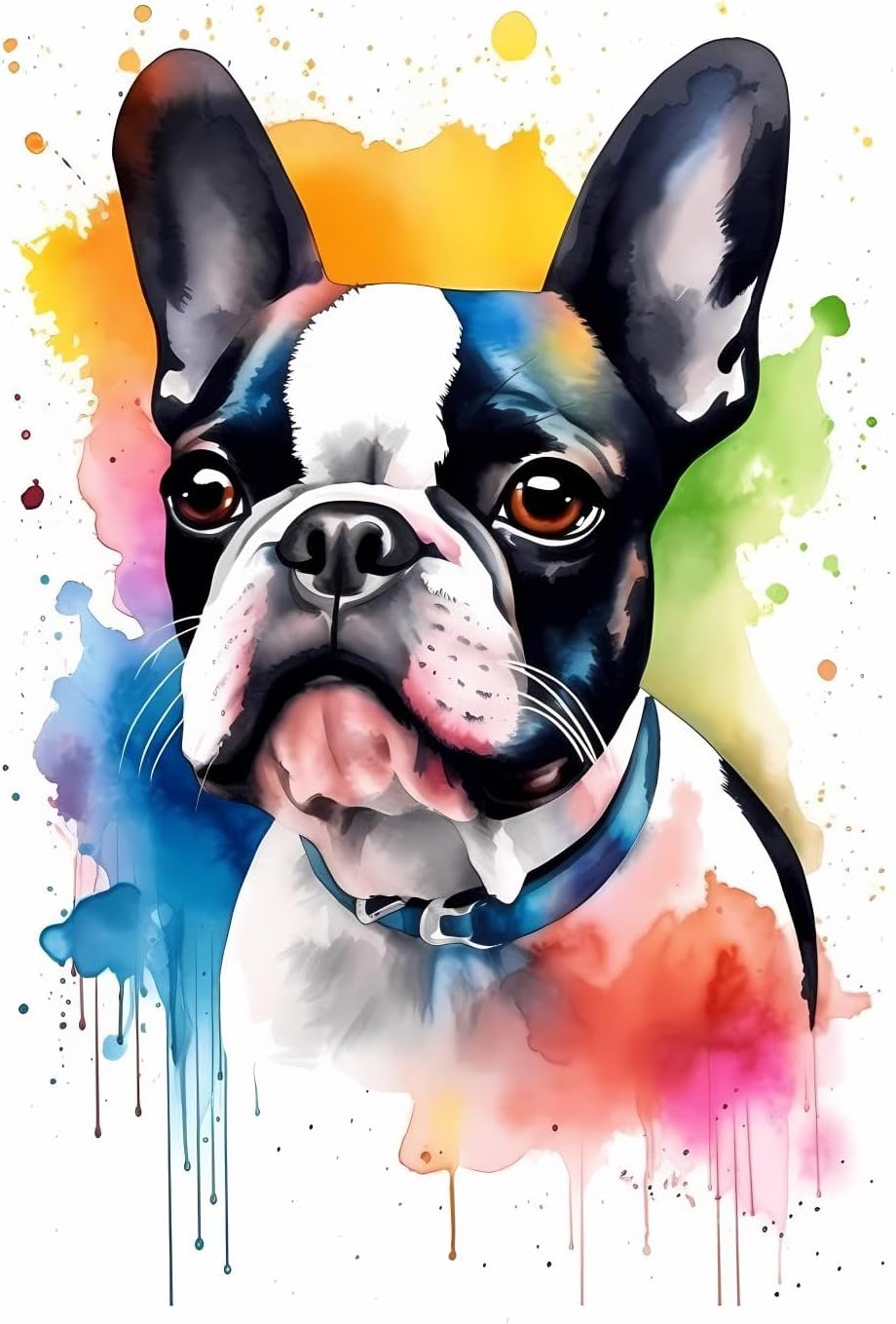 CUEAEAD Boston Terrier Dog Diamond Painting Kits for Adults - Animal 5D Full Drill Round Diamond Art Kits Diamond Dots Paintings with Diamonds Gem Art Picture Crafts Home Decor 16x24 inch