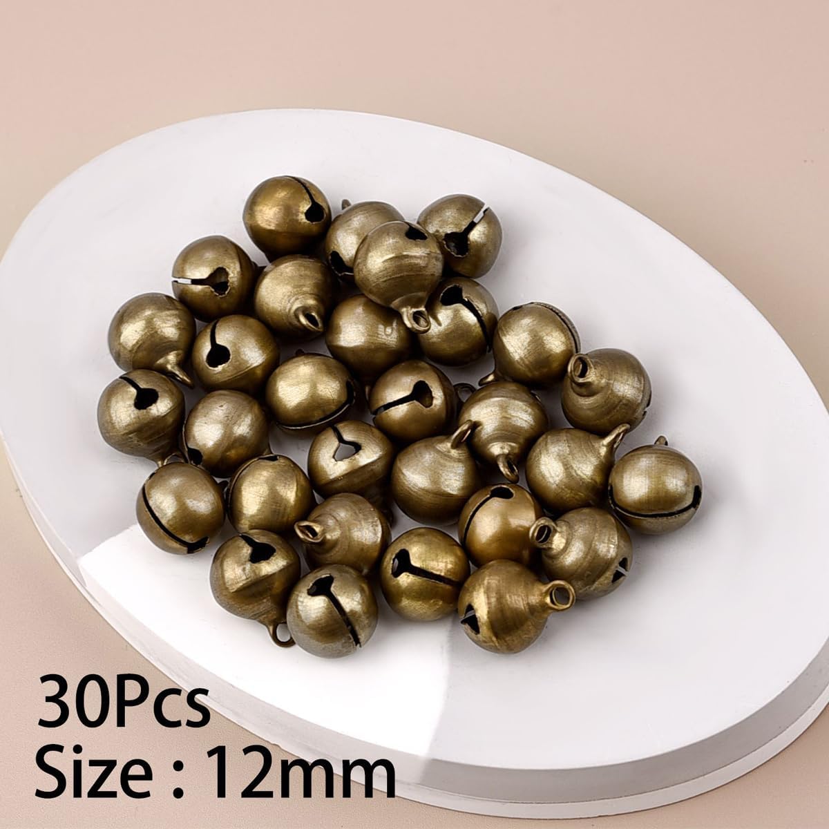 30pcs 12mm Copper Round Bells, Bronze Tiny Crafts Jingle Bell for Handmade Crafts Pendant Xmas