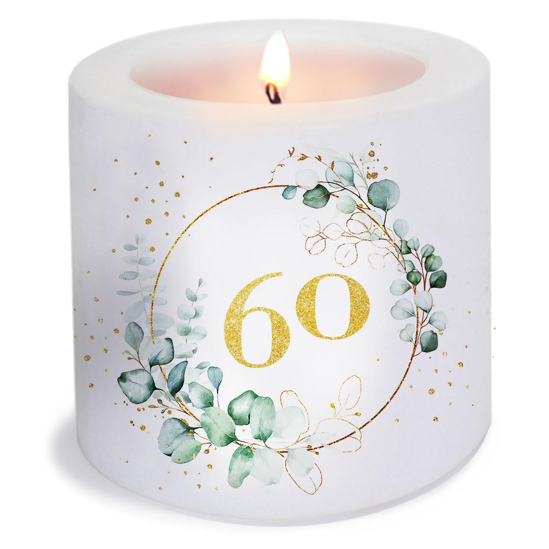 Bougie D'anniversaire Blanche Nacrée En Forme De Chiffre 60 Pour