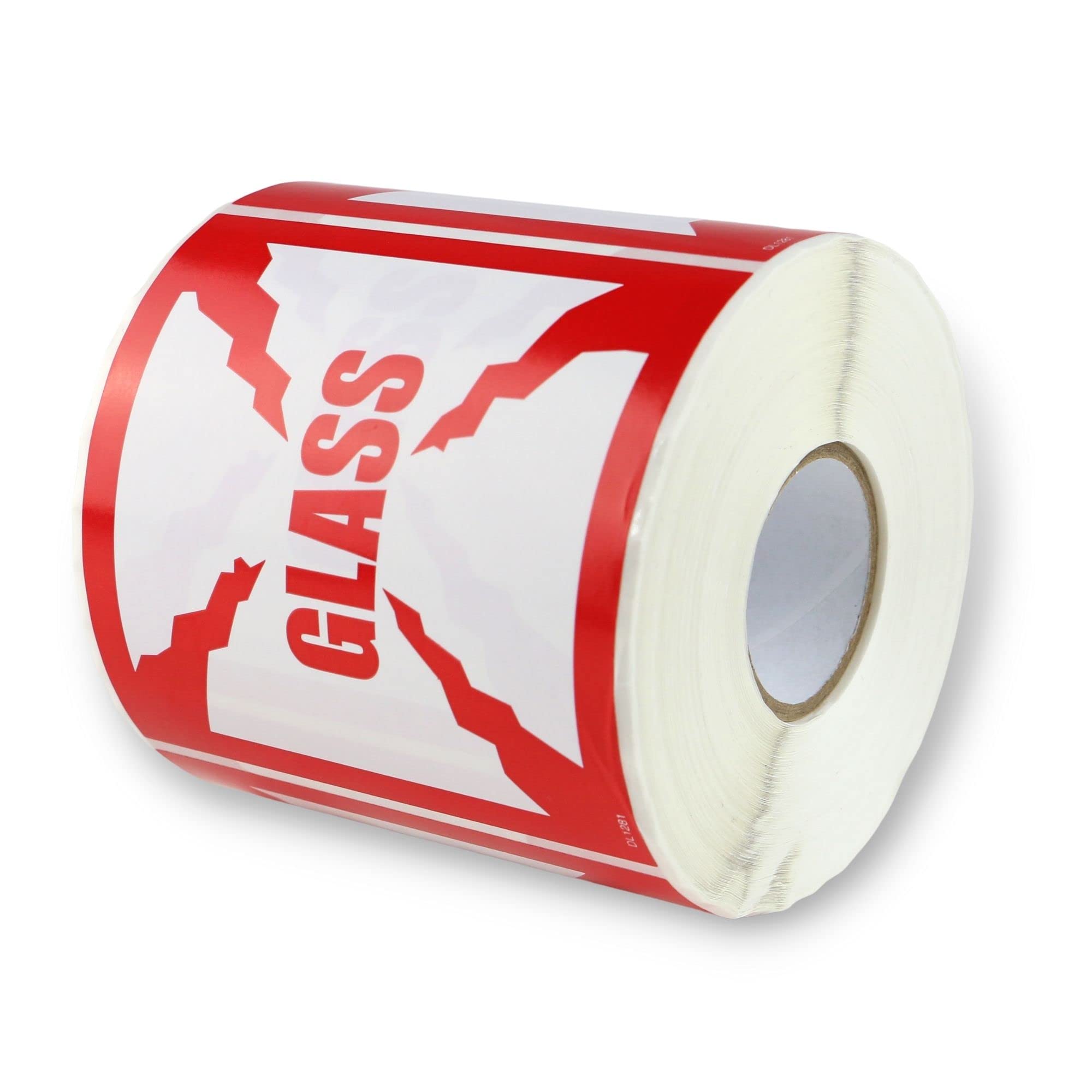 FindTape Etichette fragili [Prodotte negli Stati Uniti]: 4 in. x 4 in. (Bianco con stampa rossa "GLASS") / 500-etichette