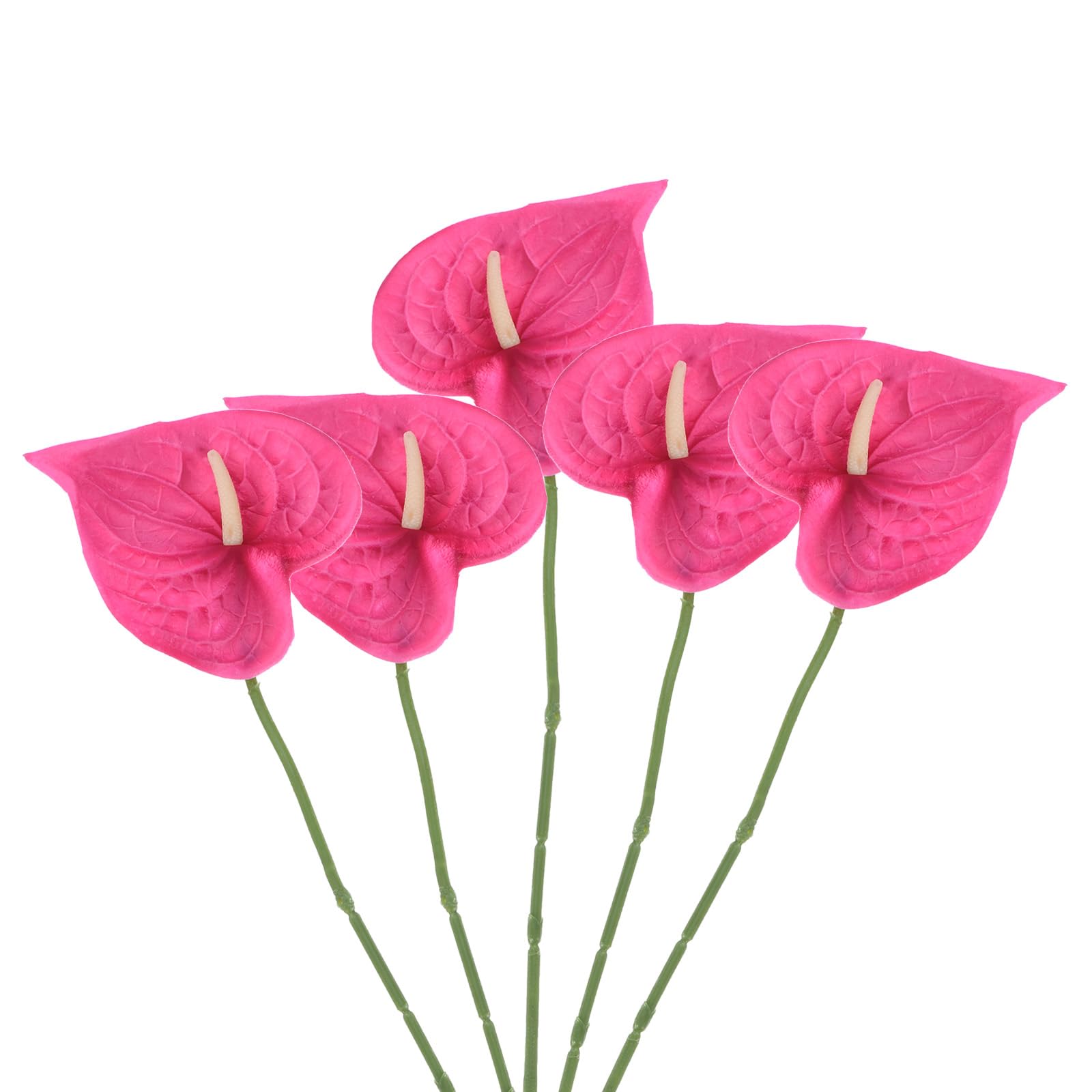 Fleurs de lys artificielles haut de gamme PATIKIL 33 cm, bouquet d'anthurium rose foncé