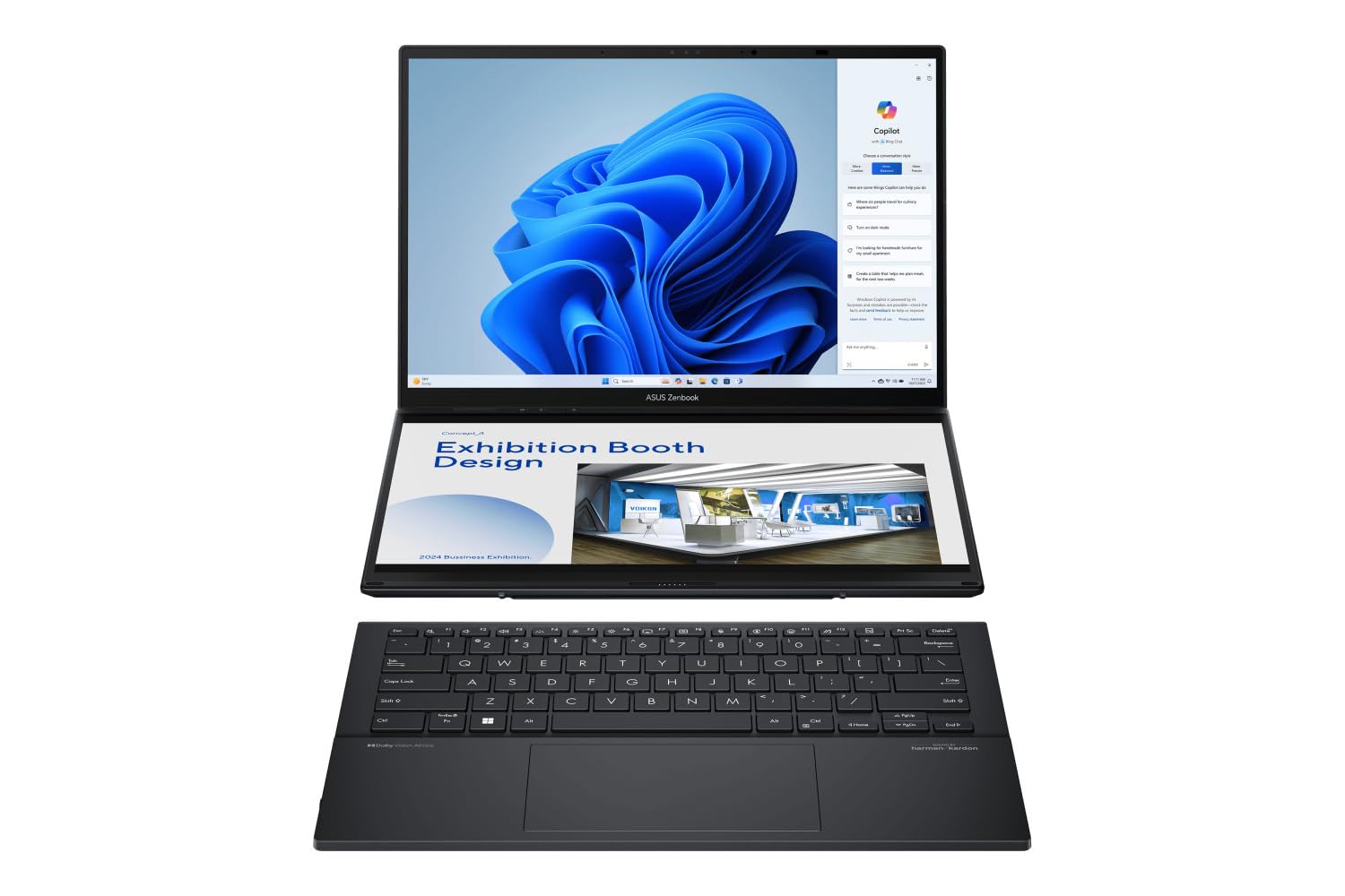 ASUS Zenbook Duo UX8406CA-PZ011W 14 Pouces 3K OLED 120Hz Pc Portable (processeur Intel Core Ultra 9 285H, 32GB LPDDR5X, 1TB SSD, Intel Arc Graphics, Windows 11 Home) – Clavier AZERTY