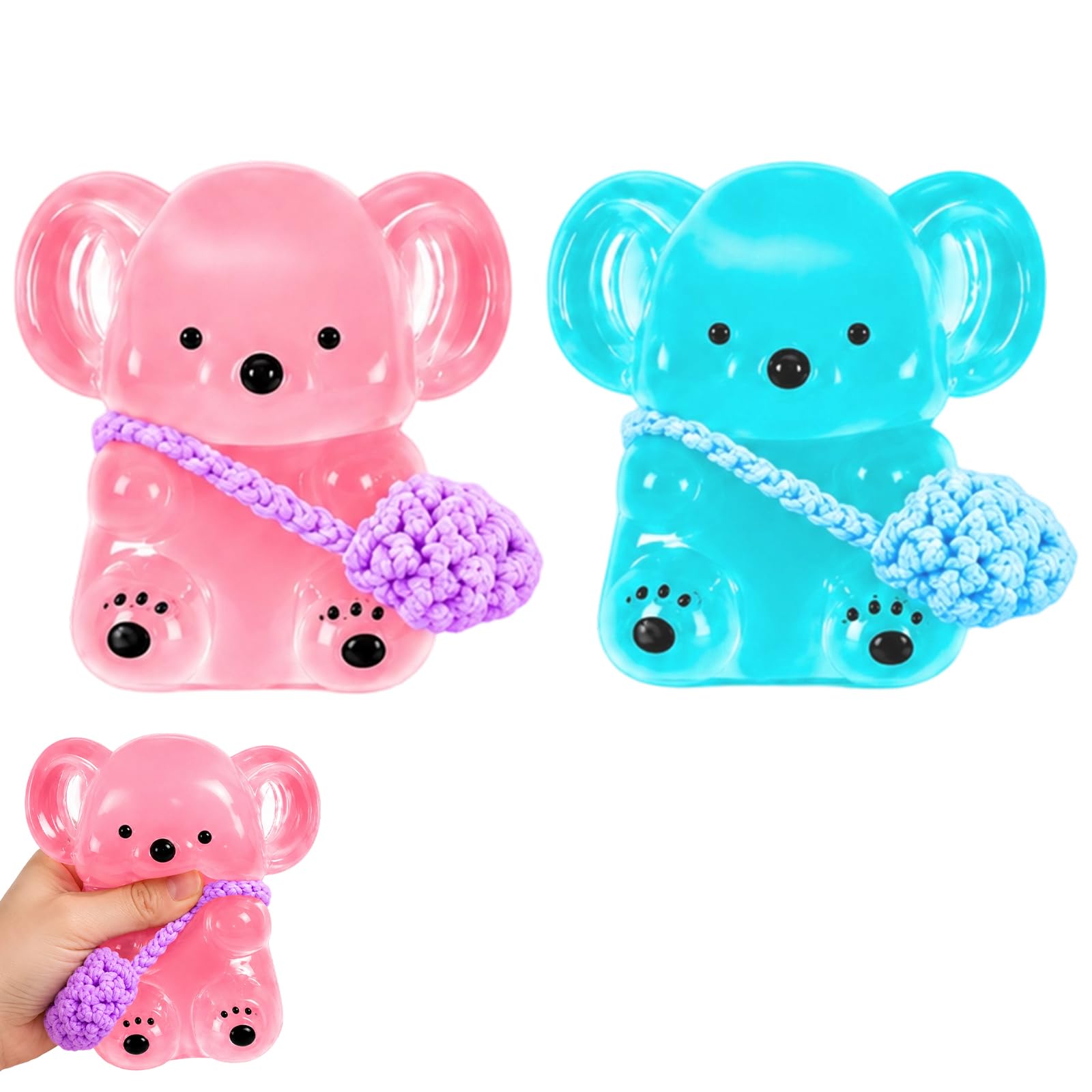 2Pcs Squishy, Random Colour Selection, Gentle Glow Koala Gifts, Soft Sensory for Focus and Quiet Moments, Portable for Desk and Travel, Suitable for Daily Use and Gift Giving