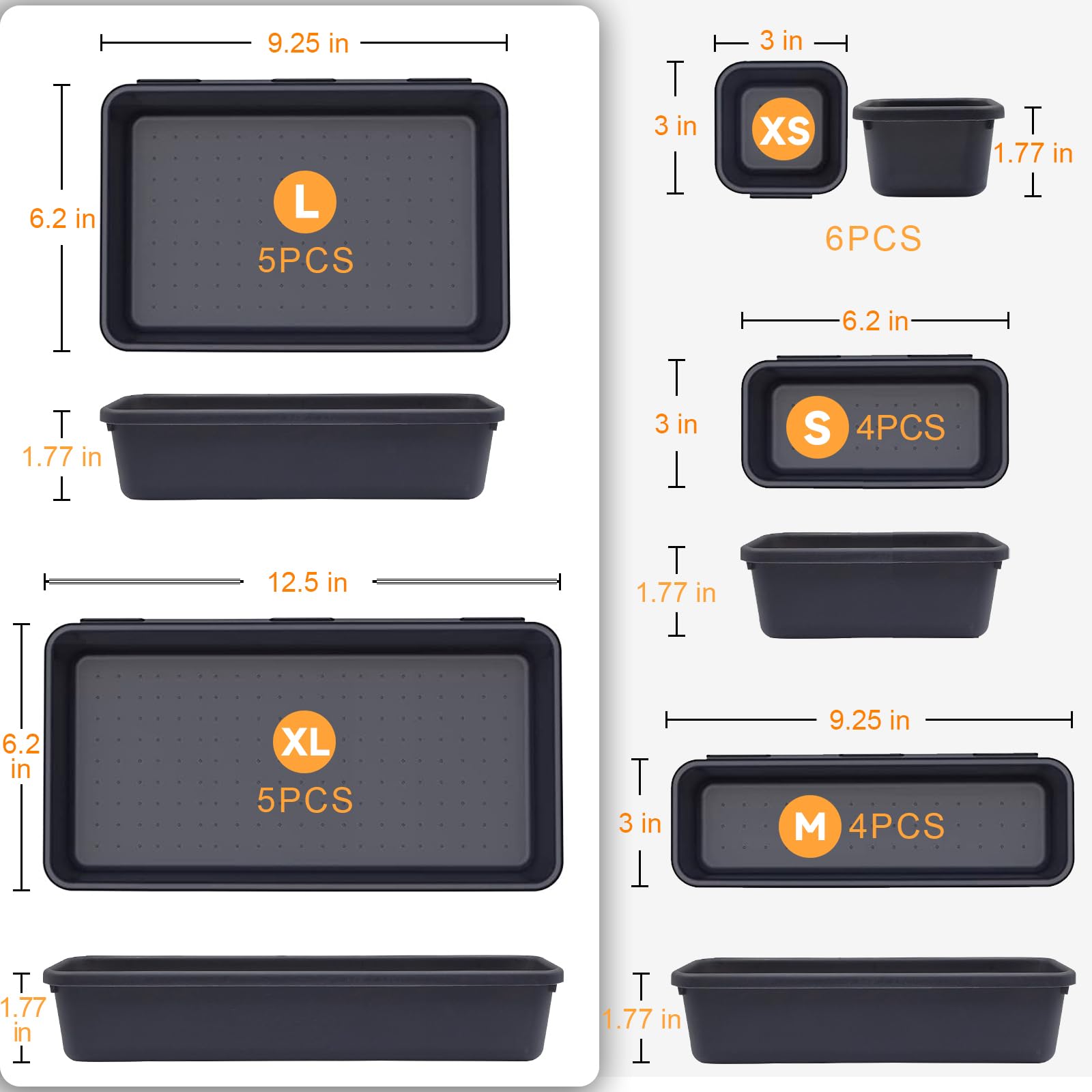 FLYVOLE Tool Box Organizer Tray, Toolbox Desk Drawer Organizer, Tool Box Tray, Toolbox Organization Storage for Rolling Tool Chest (24 PCS)