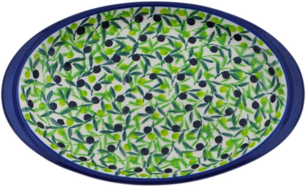 Polmedia Polish Pottery Saucer UNIKAT - Olive Grove Pattern Handmade in Boleslawiec Poland by Ceramika Artystyczna + Certificate of Authenticity