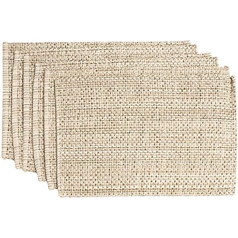 Sweet Home Collection Trends Two Tone 100% Cotton Woven Placemat (6 Pack), 13" x 19", Eggshell Cover