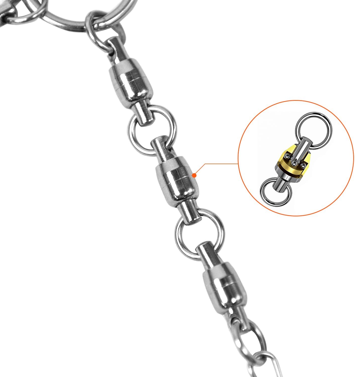 Kanama 3-Way Swivel Connectors Stainless Steel Fishing Tackle for Saltwater and Freshwater Trolling, Surf Rigs, and Catfish