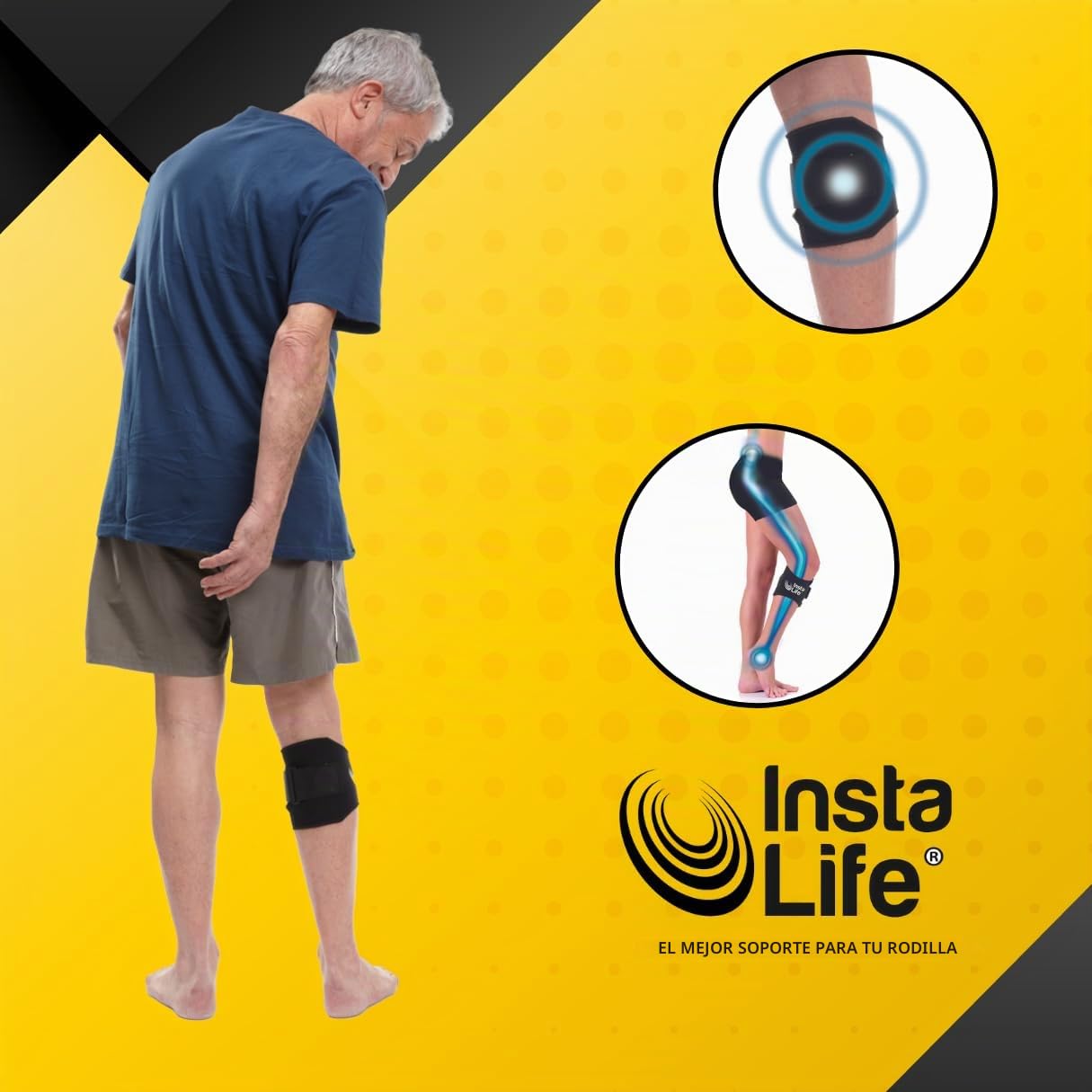INSTA LIFE Sistema de acupresión INSTALIFE - Original - Rodillera para aliviar el dolor articular, Alivia dolor de espalda con digitopresión, Dolores lumbalgia, ciática, dolor rodillas (2 unidades)