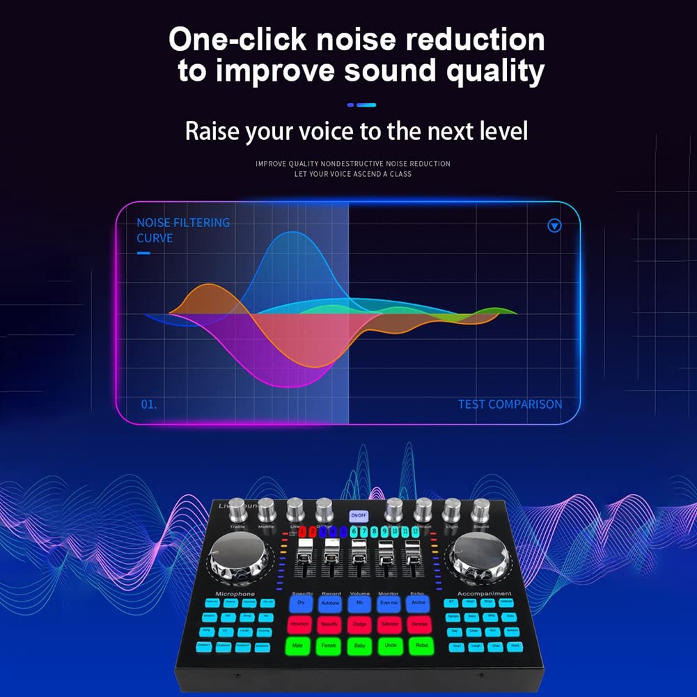 K1 Live Sound Card Portable Bluetooth Sound Card Profession RéGlable Volume Audio pour L'Enregistrement de Musique