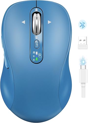 Miniatura 13 de Ratón inalámbrico Bluetooth Ergo, mouse de computadora Ergo para múltiples dispositivos, desplazamiento de metal de 4 vías, ± 3200 DPI, 10 botones,