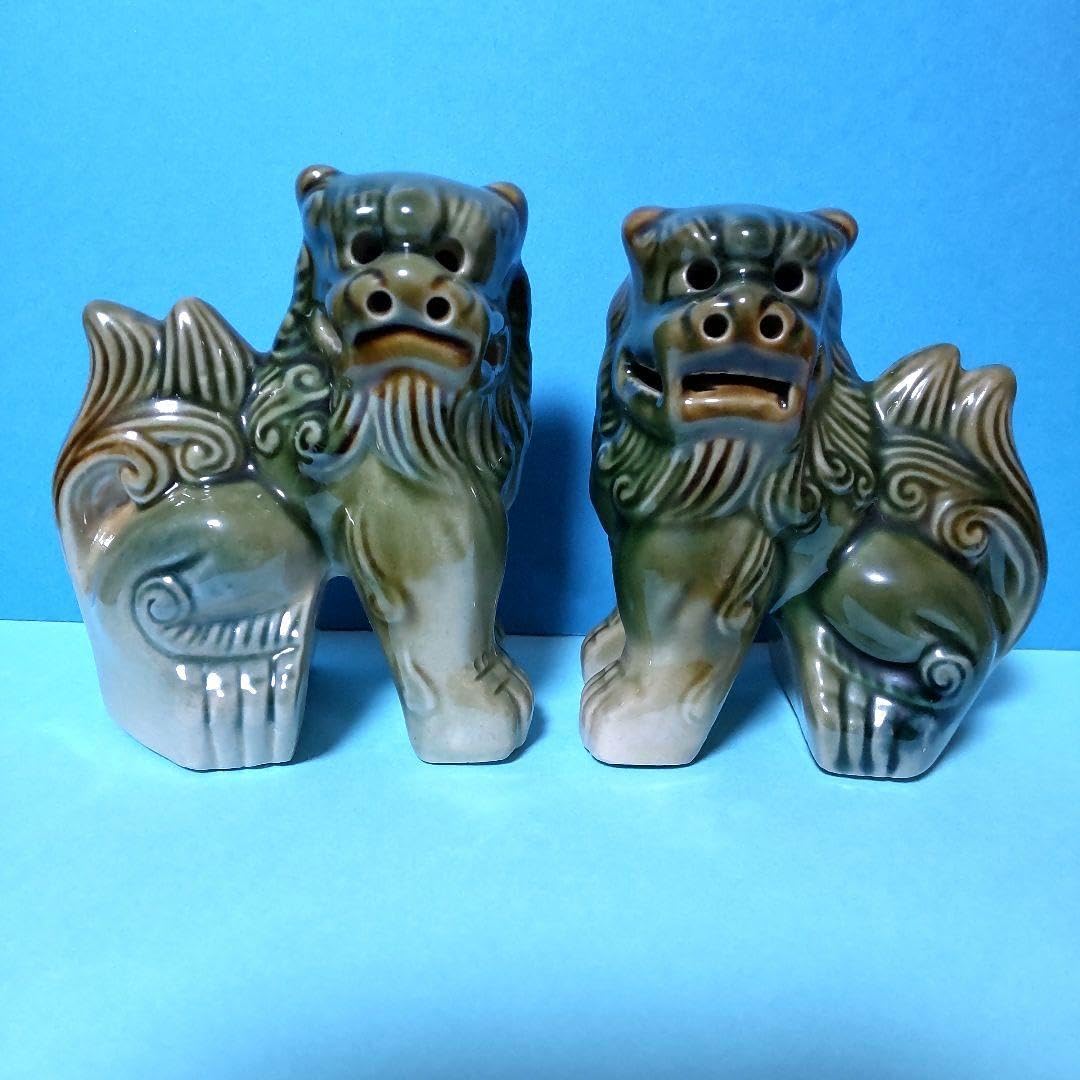 獅子 陶器製 手捻り 置物 シーサー 骨董 縁起物 魔除け シーサー 置物