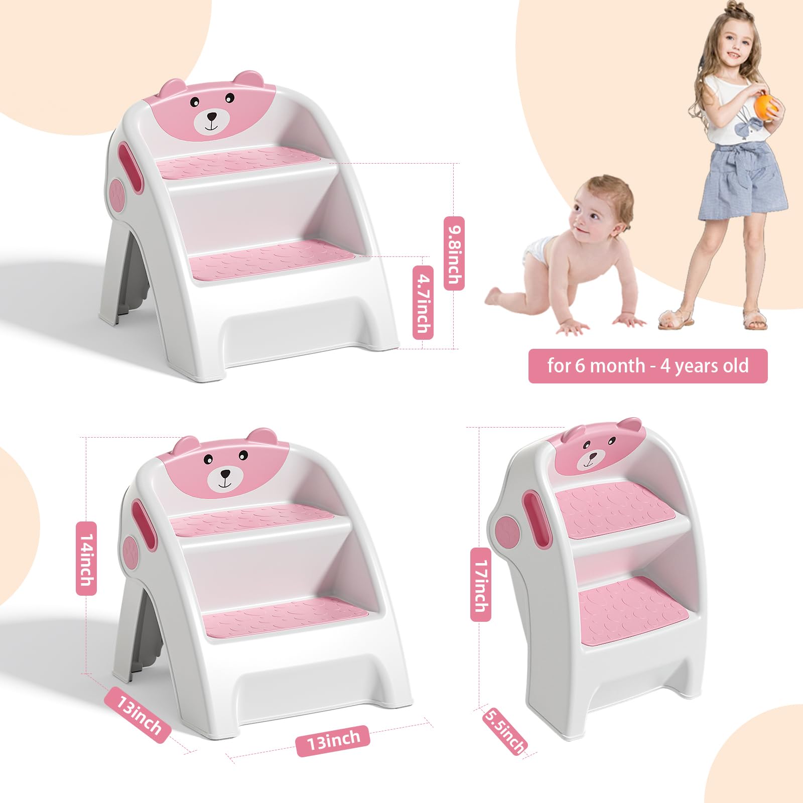 Folding Stool ROUNY Folding And Toilet Potty Training Kids Step Stool ...