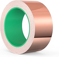 20m x 50mm Nastro Lamina Rame, Rame Foil Tape, Nastro in Schermatura EMI, Nastro Bifacciale Conduttivo in Pellicola di Rame, per Messa a Terra, Saldatura e Difesa dalle Lumache ECC