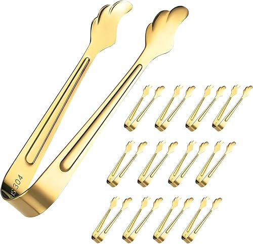 SOOHAO 12 pinzas pequeñas para servir para azúcar, de acero inoxidable, para aperitivos, con forma de ala de ángel, para té, cafetería, bar, cocina
