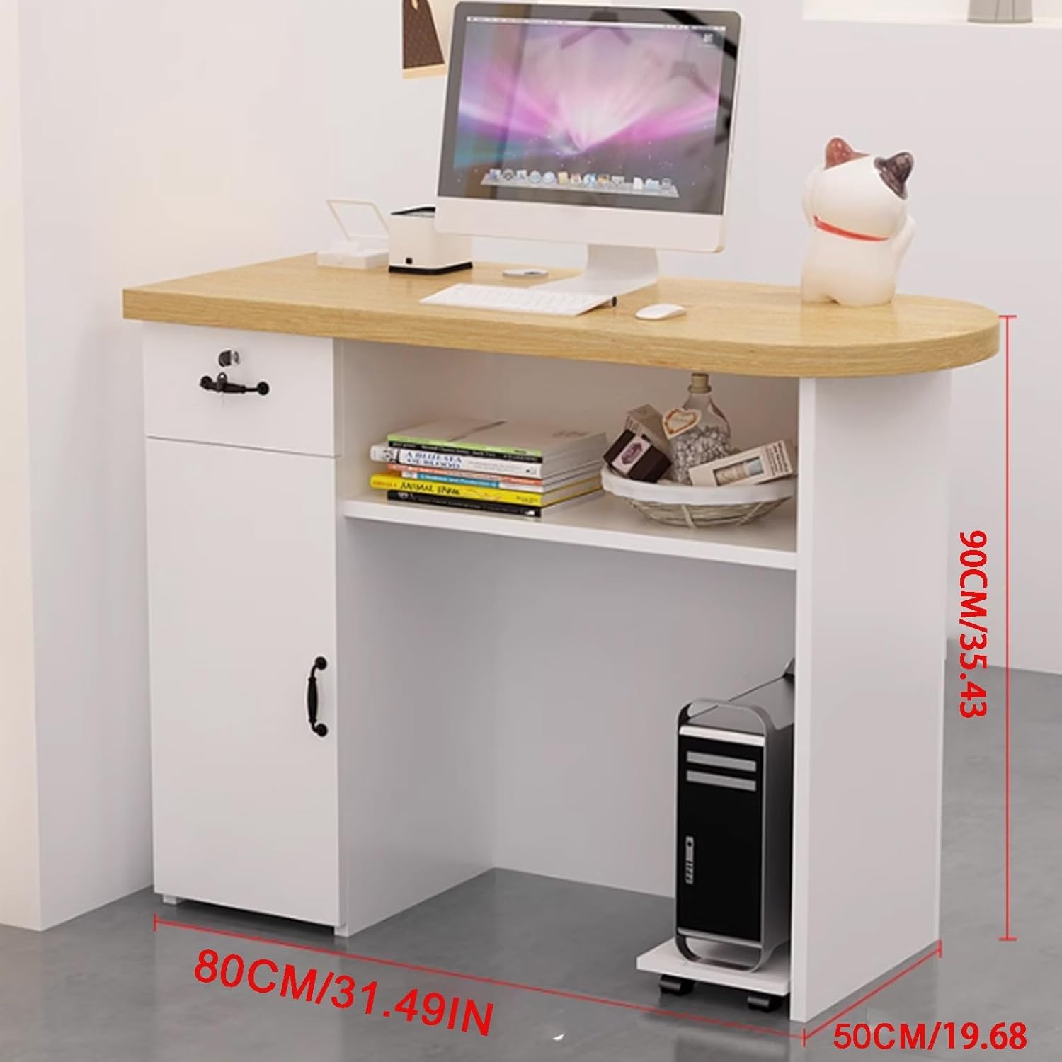 Reception Desk,Reception Desk with Counter,Receptionist Desk,Can be Divided into Left and Right,Suitable for Women's Clothing Stores,Small Beauty Salons and Other Scenes (Need to be Installed)