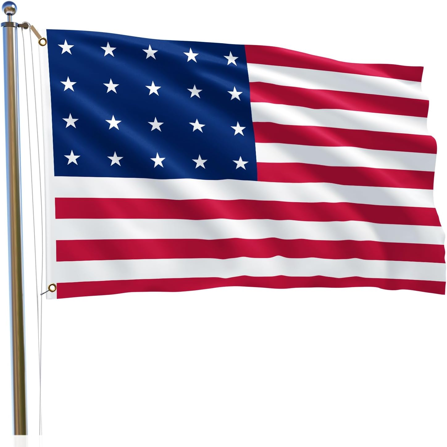 20 Stars American Historical Flag 3x5FT 1818-1819 Great Stars Old Glory USA US Murica Red White Blue Star and Stripes Flag Patriotic 4th of July Decoration with 2 Brass Grommets Indoor Outdoor
