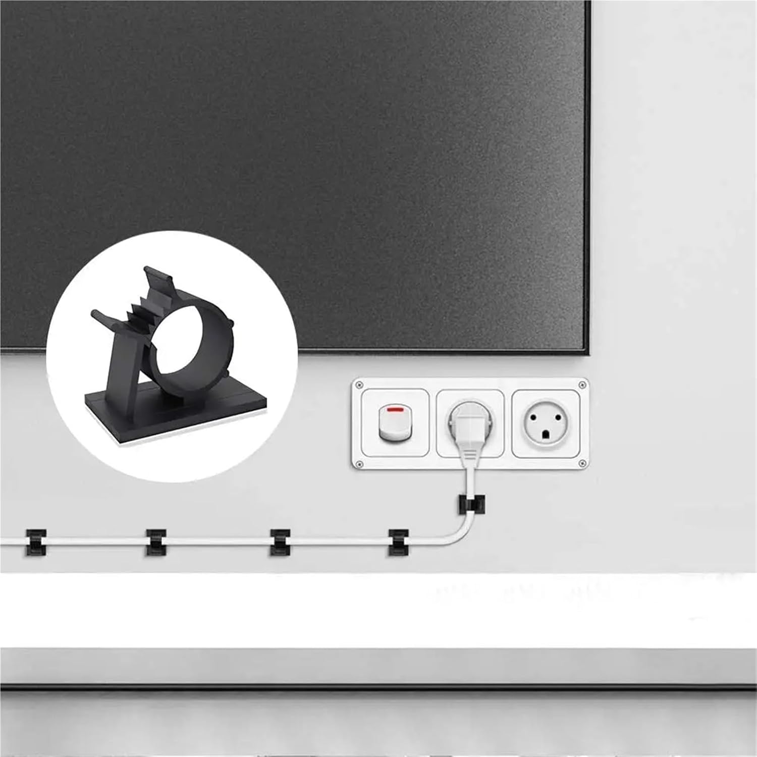 Cable Clips 30pcs Lot Adjustable Self-Adhesive Wire Cable Ties Mounts Clamp for Nightstand, Office, Desk(Black)