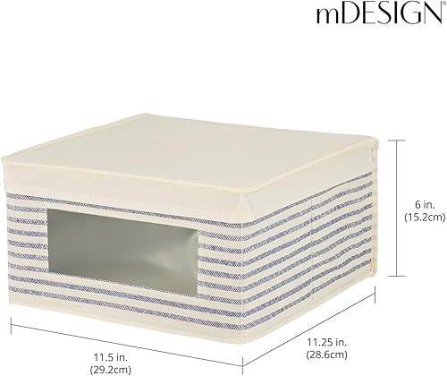 Miniatura 4 de mDesign Caja organizadora de almacenamiento apilable de tela mediana con ventana frontal y tapa, dormitorio, oficina, organización de vestíbulo,