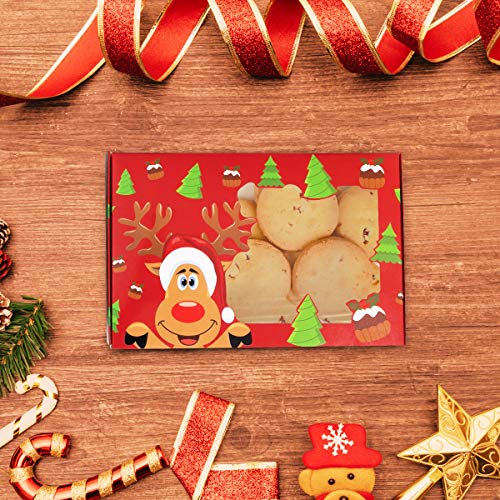 Joy Bang Christmas Cookie Boxes 20PCS Christmas Cookie Gift Boxes with Window Holiday Treat Box for Cookies Christmas Cookie Boxes Containers for Gift Giving Reindeer Santa Snowman gingerbread Man Cookie Boxes