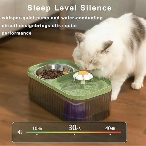 Miniatura 2 de Marchul Fuente de agua para gatos y cuenco de comida de acero inoxidable, dispensador de agua automático súper silencioso de 100 onzas  3 litros con