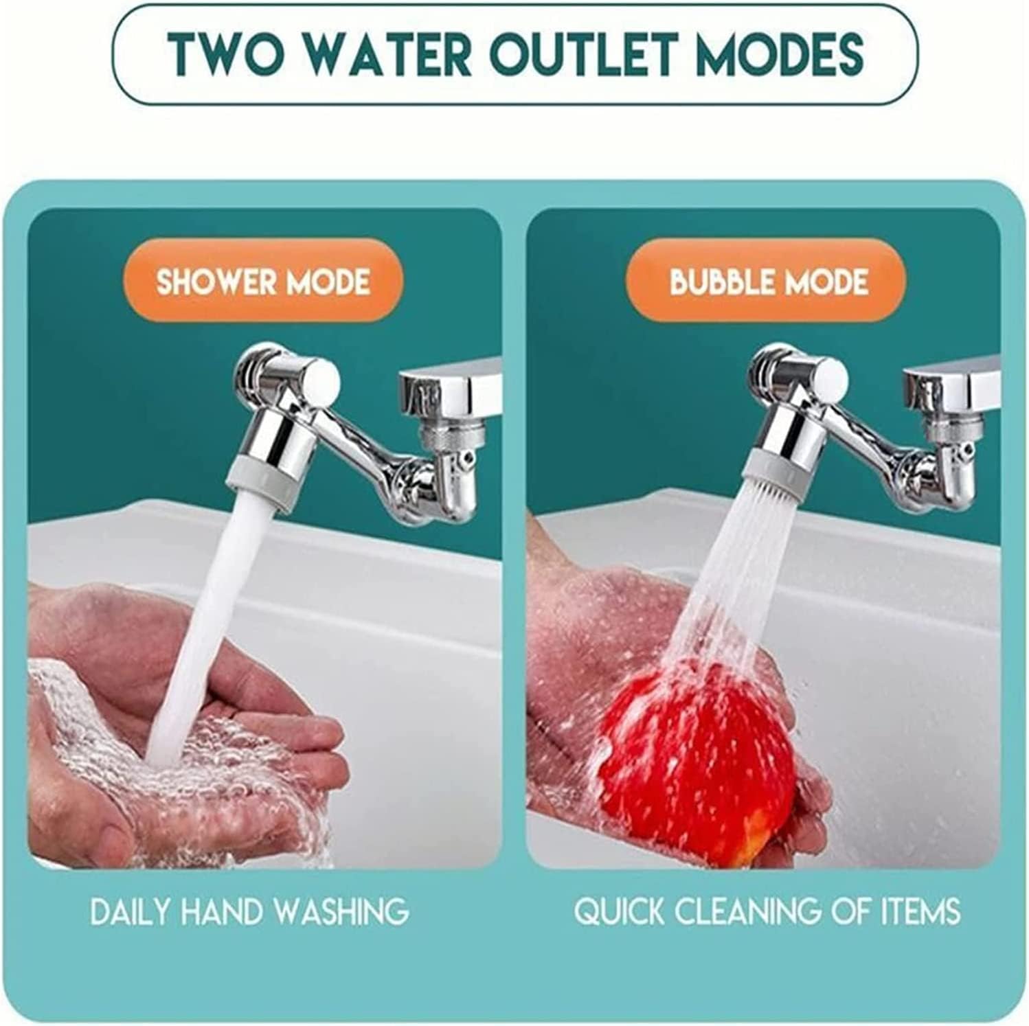 Rotate Swivel Faucet Aerator Universal 1080° Swivel Extender Faucet Aerator Splash Resistant Filter Kitchen Washbasin Faucet Aerator Nozzle Faucet Robot Arm