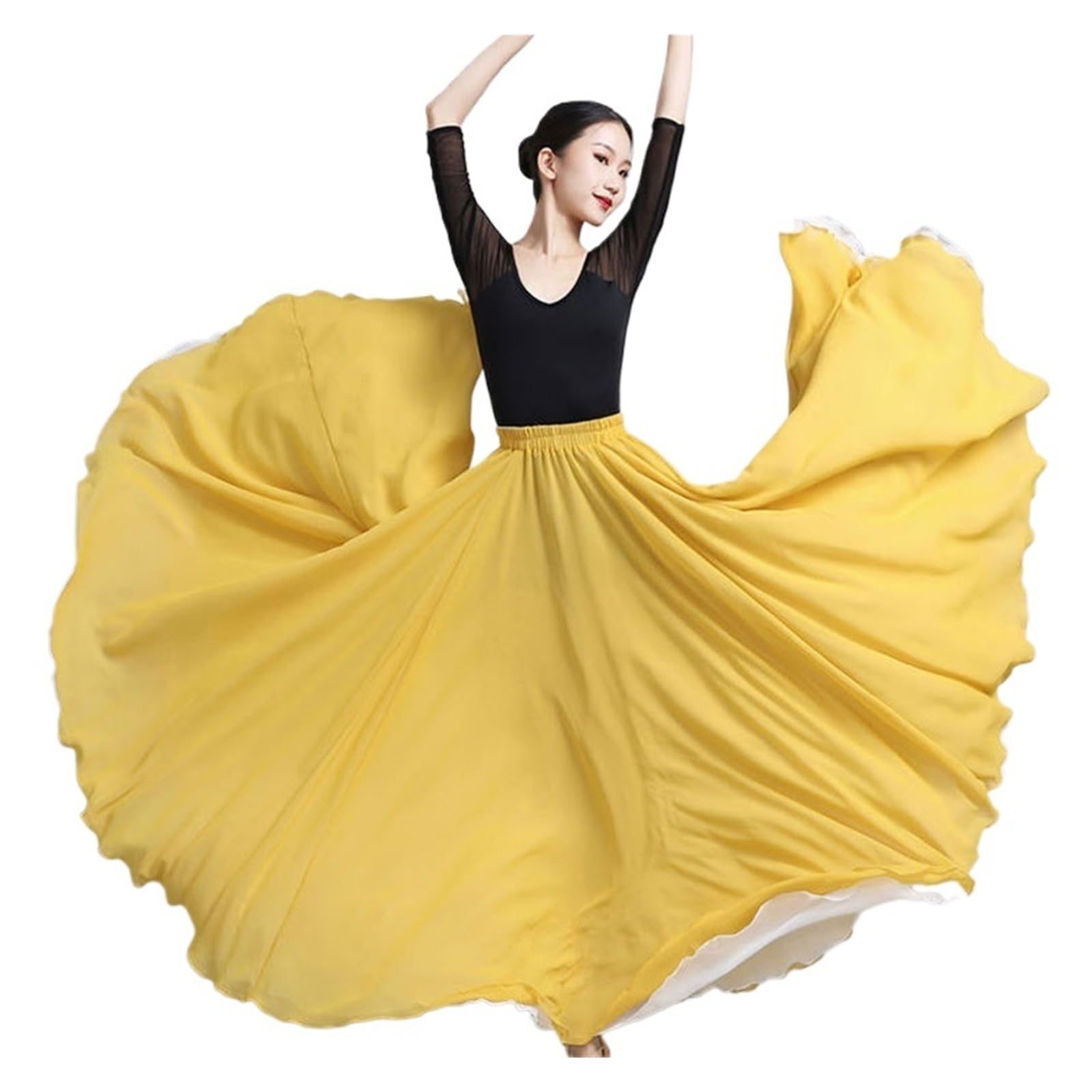 Falda Danza del Vientre Falda larga de gasa de doble cara for mujer, con vuelo amplio, 540/720 grados, for danza clásica, disfraz de danza del vientre, for actuaciones en el escenario(2 540 Degree,90c