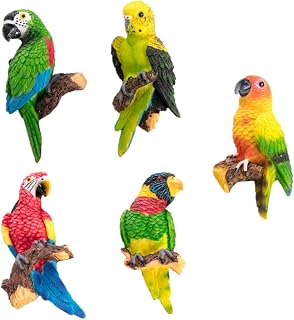 5pcs Cartoon Parrot Refrigerator Magnets Glossy Resin Fridge Stickers Decorative Birds for Kitchen Office Whiteboard and Locker