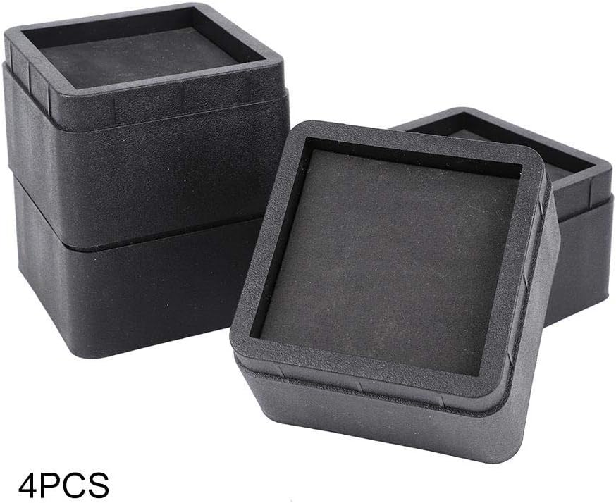 4pcs Durable Stackable Bed Risers Black Square 2" Furniture Legs Floor Feet Protectors - Motor Protectors -